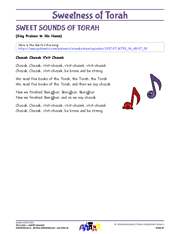 Sweet Sounds of Torah (song corresponding to the parsha)