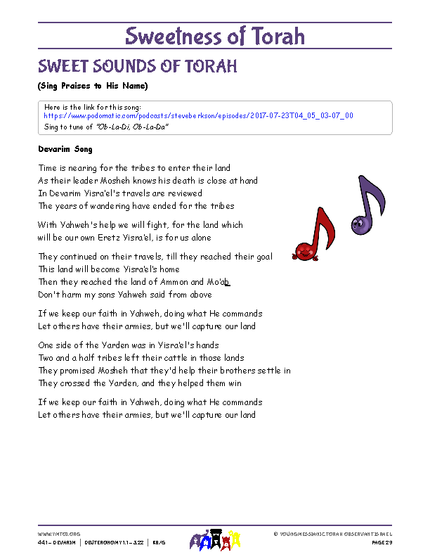 Sweet Sounds of Torah (song corresponding to the parsha)