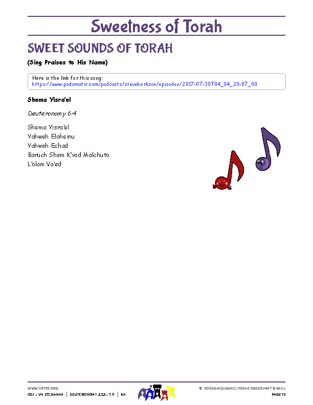 Sweet Sounds of Torah (song corresponding to the parsha)