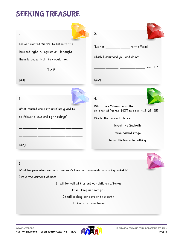 Seeking Treasure (questions from the parsha)