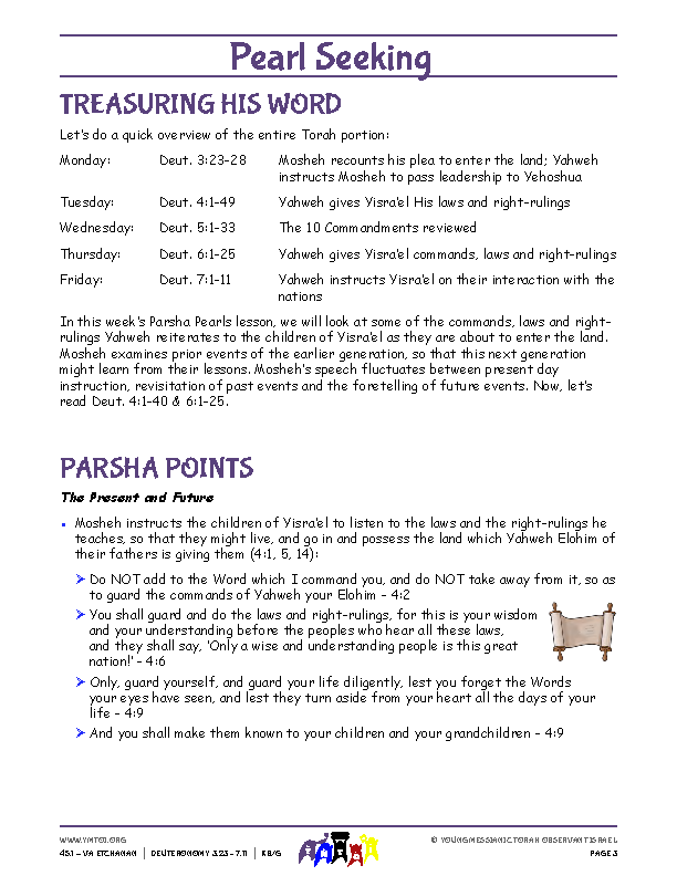 Parsha Points (main lesson content)
