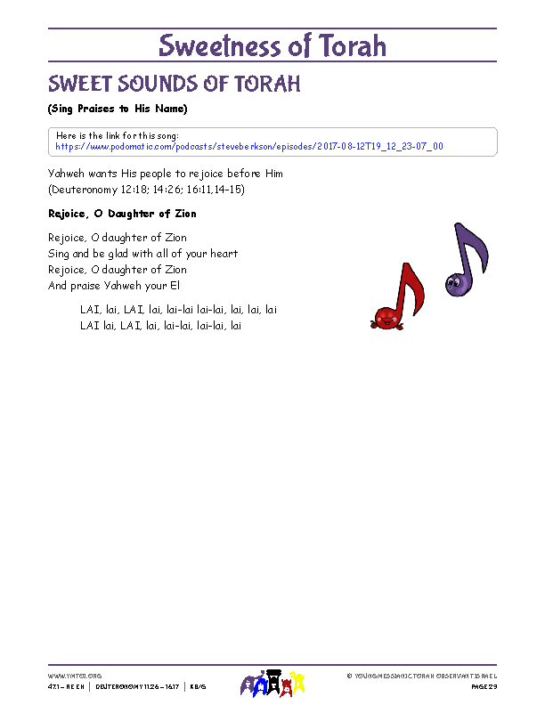 Sweet Sounds of Torah (song corresponding to the parsha)