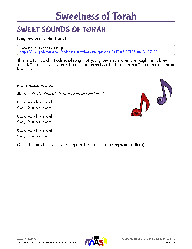 Sweet Sounds of Torah (song corresponding to the parsha)