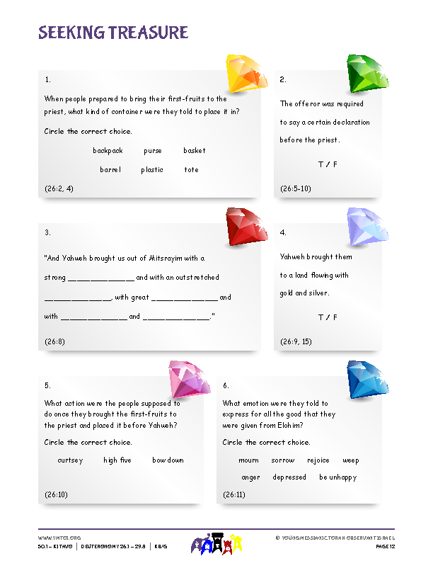 Seeking Treasure (questions from the parsha)