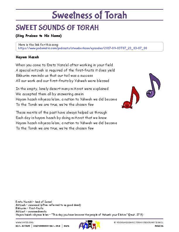 Sweet Sounds of Torah (song corresponding to the parsha)