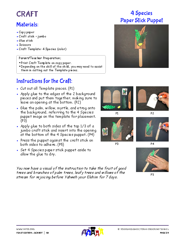 4 Species Paper Stick Puppet Craft Instructions