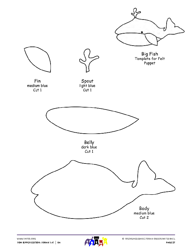 Big Fish - Template for Felt Puppet