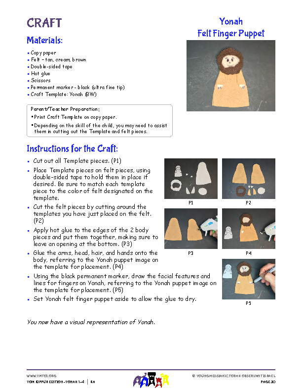 Yonah Felt Finger Craft Instructions