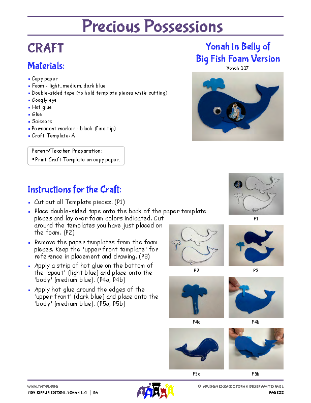 Yonah in Belly of Big Fish Foam Version Craft Instructions