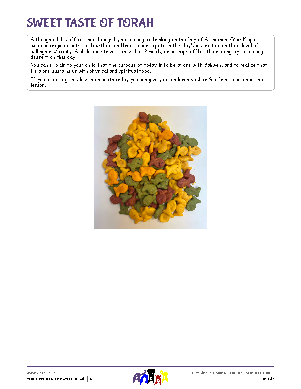 Sweet Taste of Torah (snack corresponding to the parsha)