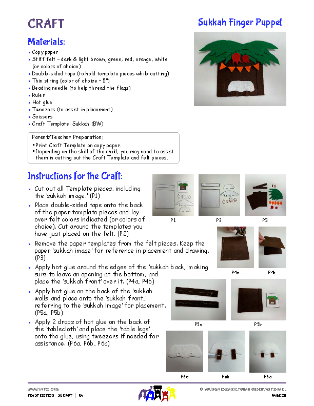 Sukkah Finger Puppet Craft Instructions 