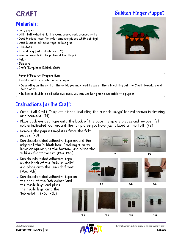 Sukkah Finger Puppet Craft Instructions