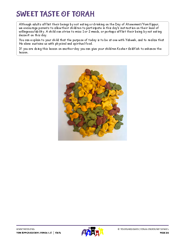 Sweet Taste of Torah (snack corresponding to the parsha)