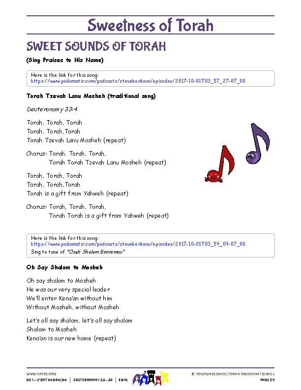 Sweet Sounds of Torah (song corresponding to the parsha)