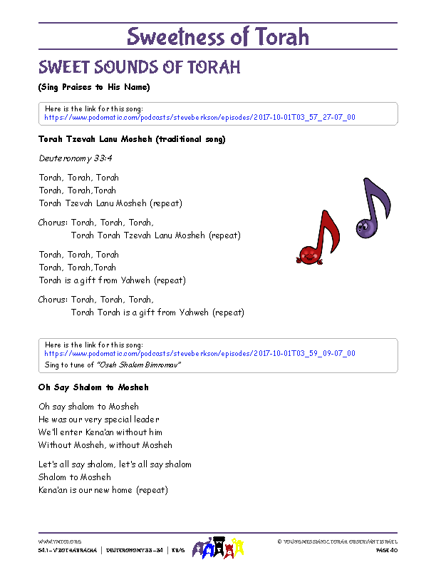 Sweet Sounds of Torah (song corresponding to the parsha)