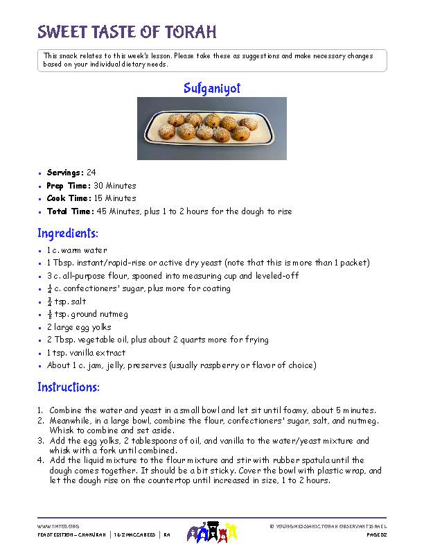 Sweet Taste of Torah (snack corresponding to the parsha)