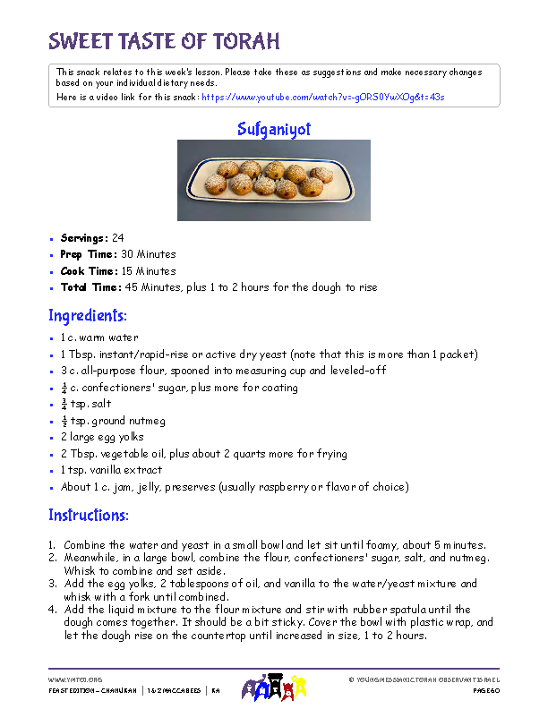 Sweet Taste of Torah (snack corresponding to the lesson)