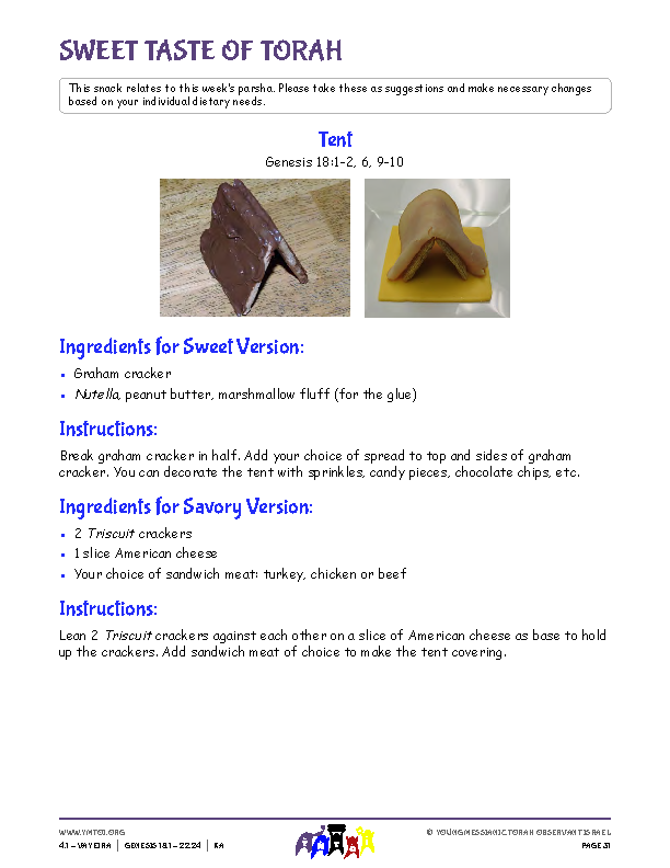 Sweet Taste of Torah (snack corresponding to the parsha)