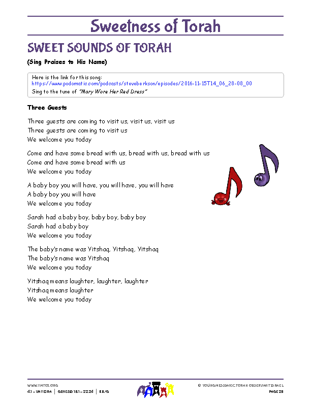 Sweet Sounds of Torah (song corresponding to the parsha)