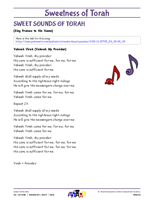 Sweet Sounds of Torah (song corresponding to the parsha)