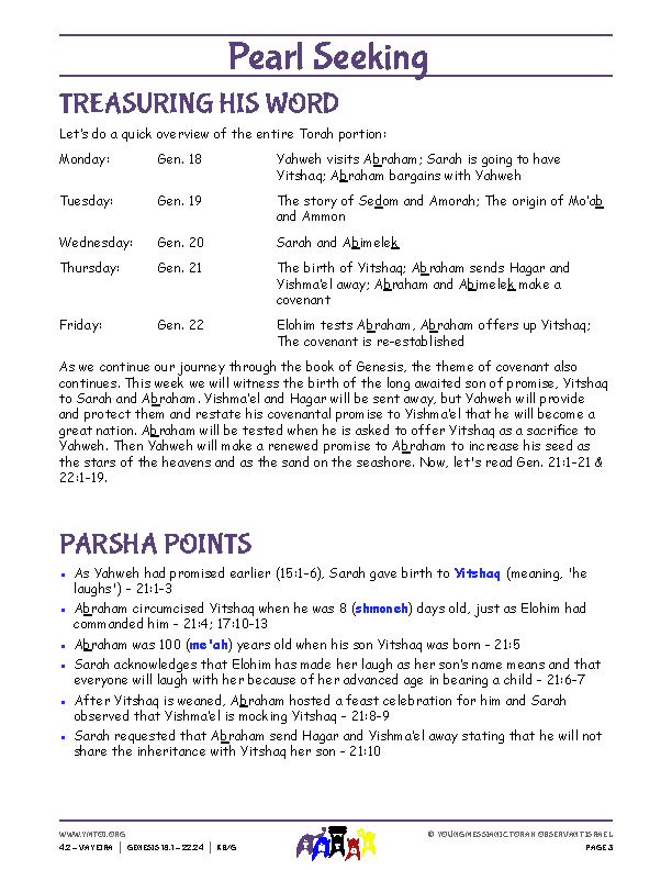 Parsha Points (main lesson content)