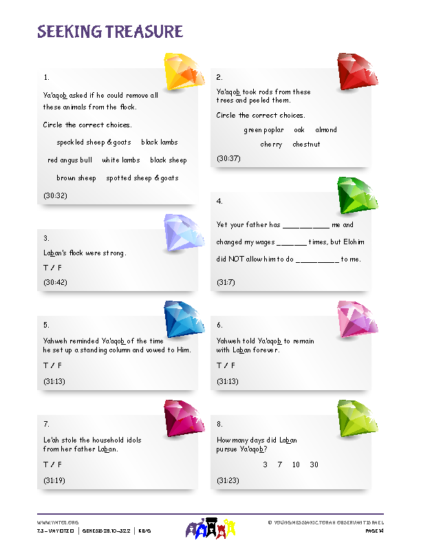 Seeking Treasure (questions from the parsha)