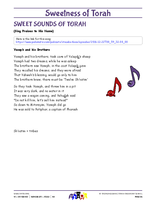 Sweet Sounds of Torah (song corresponding to the parsha)