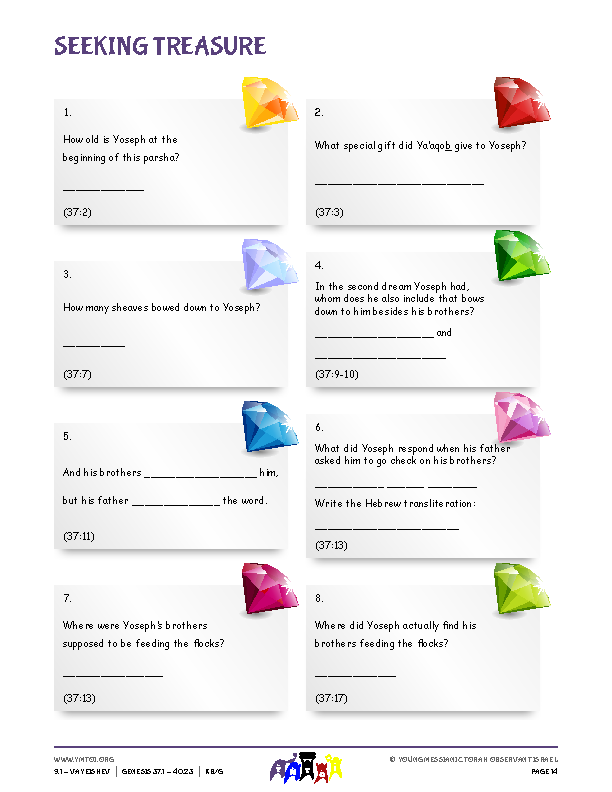 Seeking Treasure (questions from the parsha)