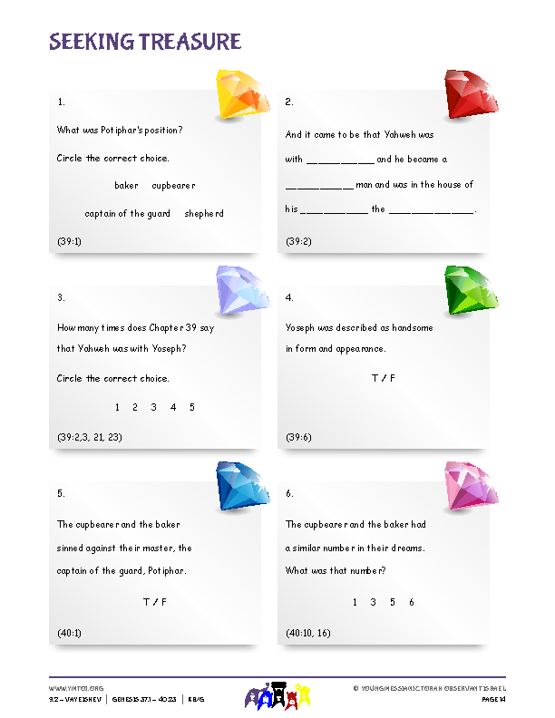 Seeking Treasure (questions from the parsha)