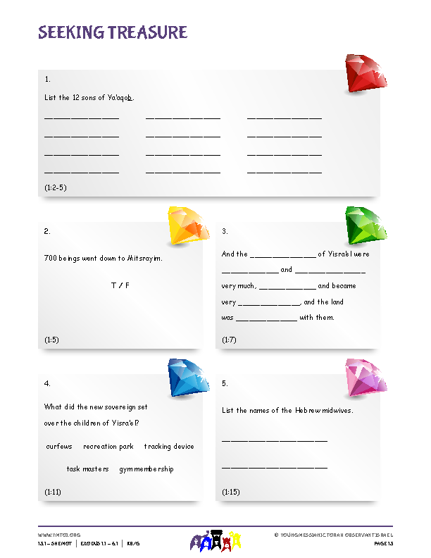 Seeking Treasure (questions from the parsha)