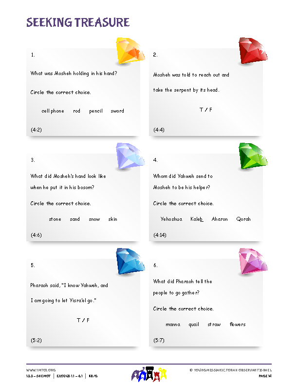 Seeking Treasure (questions from the parsha)