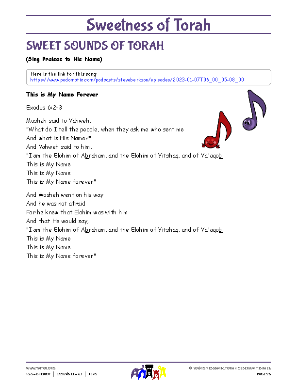 Sweet Sounds of Torah (song corresponding to the parsha)