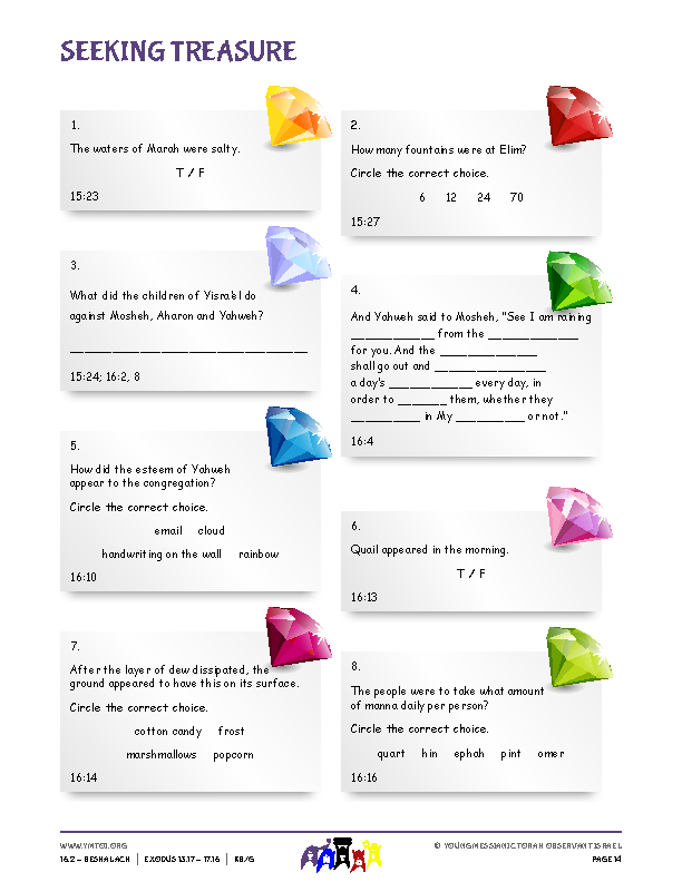 Seeking Treasure (questions from the parsha)