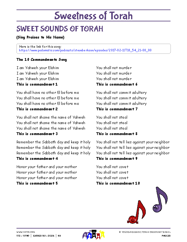 Sweet Sounds of Torah (song corresponding to the parsha)
