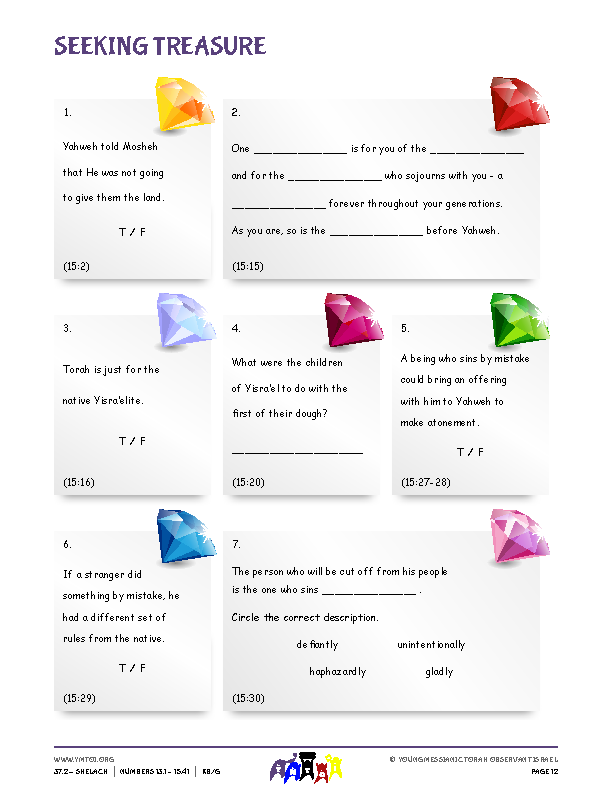 Seeking Treasure (questions from the parsha)