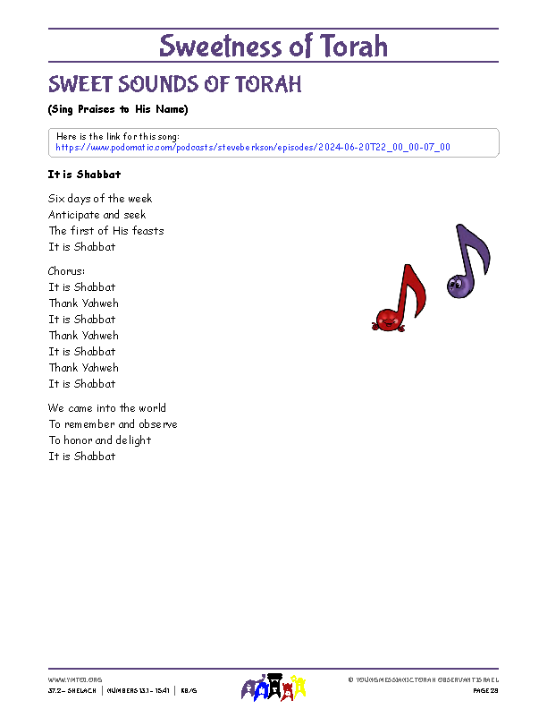 Sweet Sounds of Torah (song corresponding to the parsha)