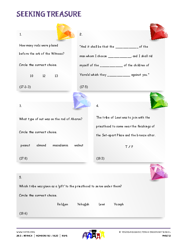 Seeking Treasure (questions from the parsha)