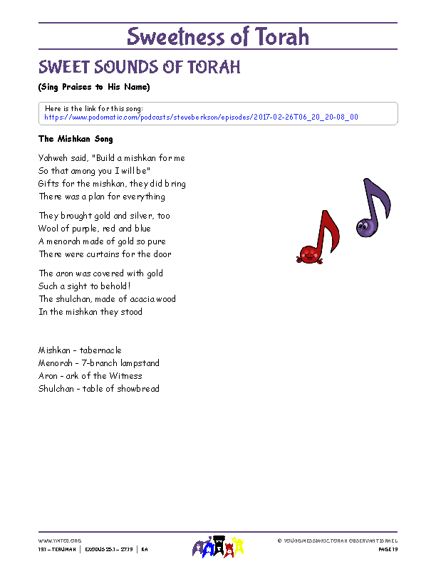 Sweet Sounds of Torah (song corresponding to the parsha)