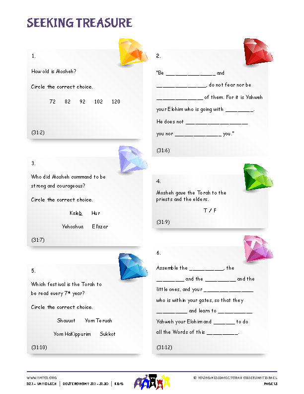 Seeking Treasure (questions from the parsha)